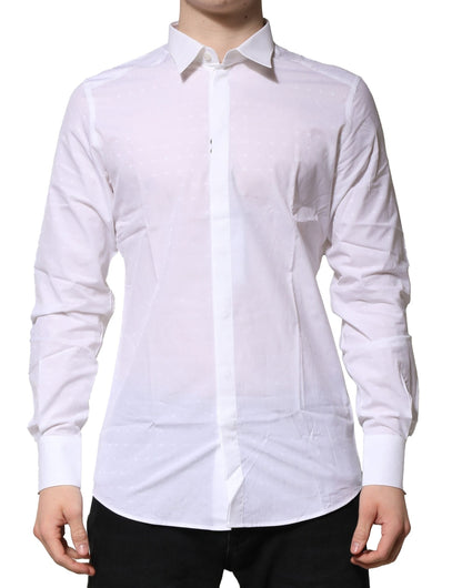 Dolce & Gabbana White Cotton GOLD Long Sleeves Formal Shirt
