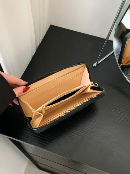 Billetera Mujer PU Leather Solid Color