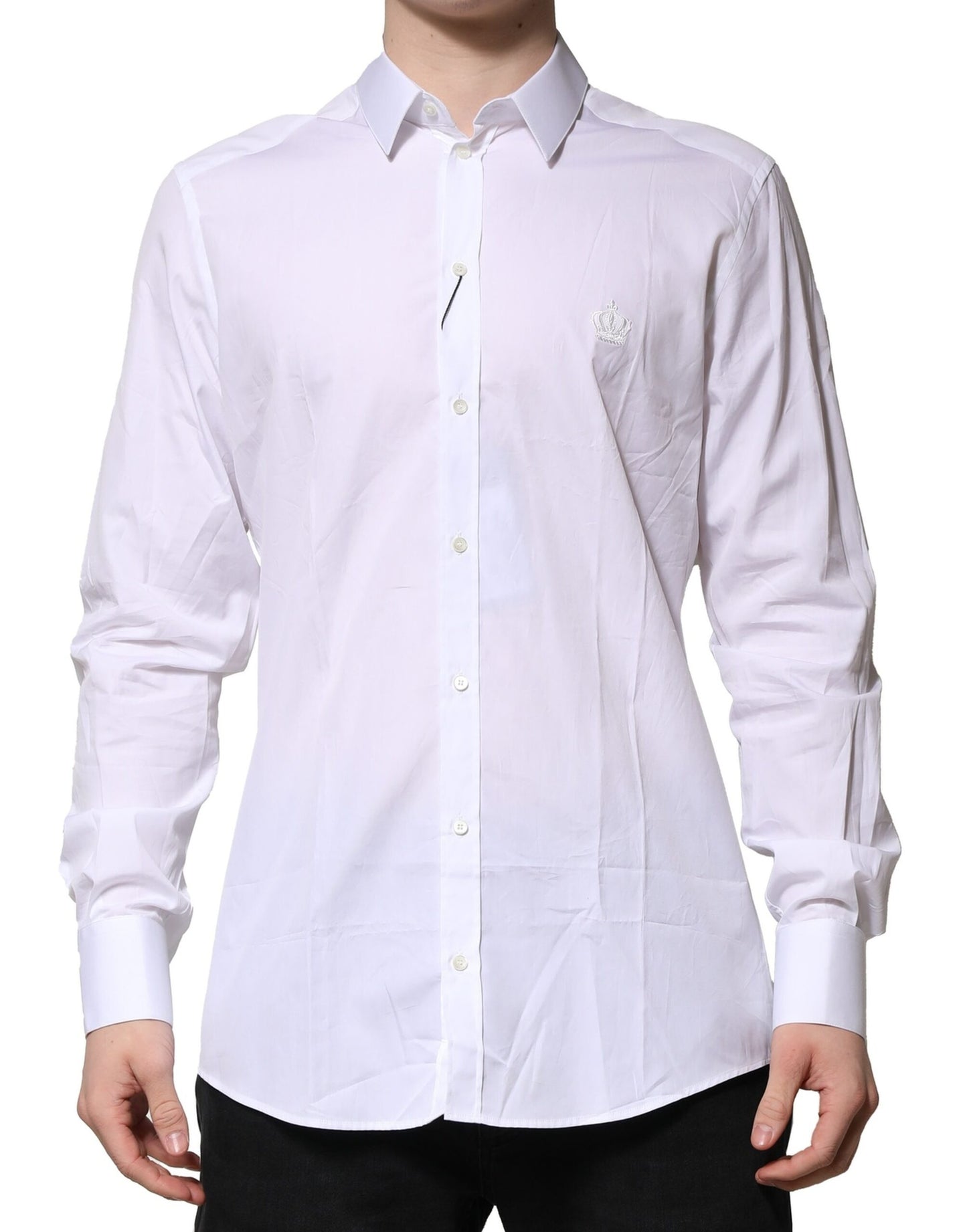 Dolce & Gabbana White Cotton GOLD Long Sleeves Formal Shirt