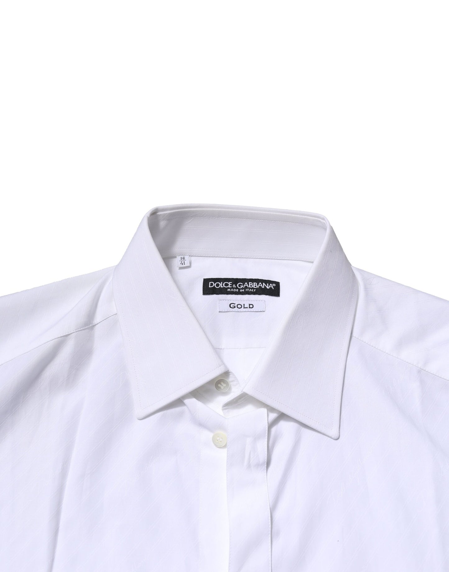 Dolce & Gabbana White Cotton GOLD Long Sleeves Formal Shirt