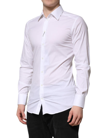 Dolce & Gabbana White Cotton GOLD Long Sleeves Formal Shirt
