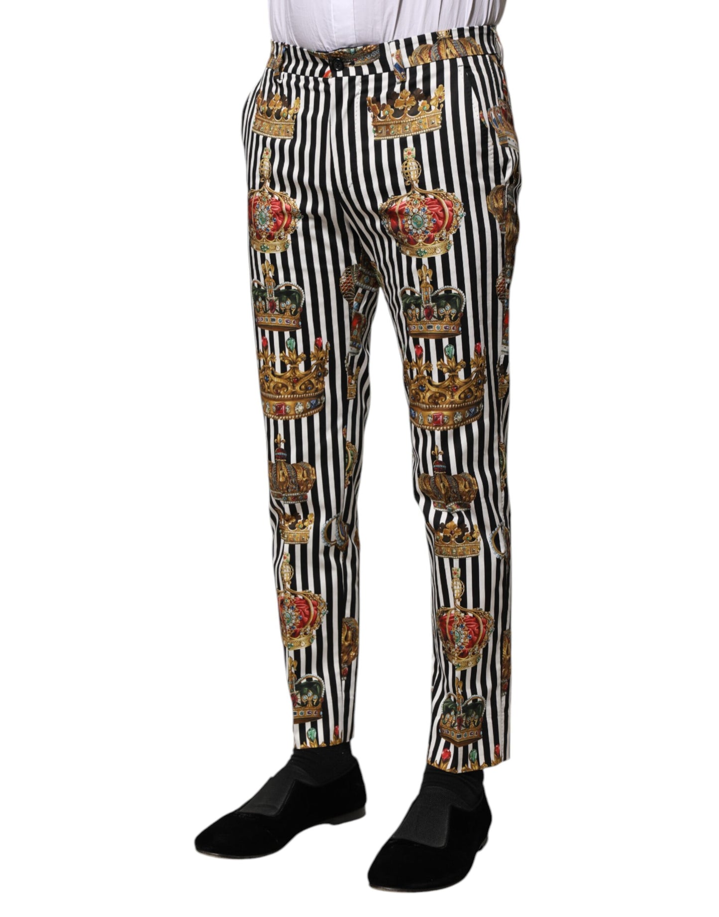 Dolce & Gabbana Multicolor Striped Crown Pants