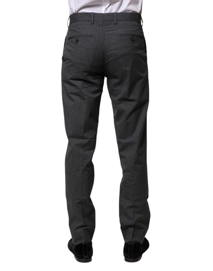 Dolce & Gabbana Gray Striped Cotton Formal Pants