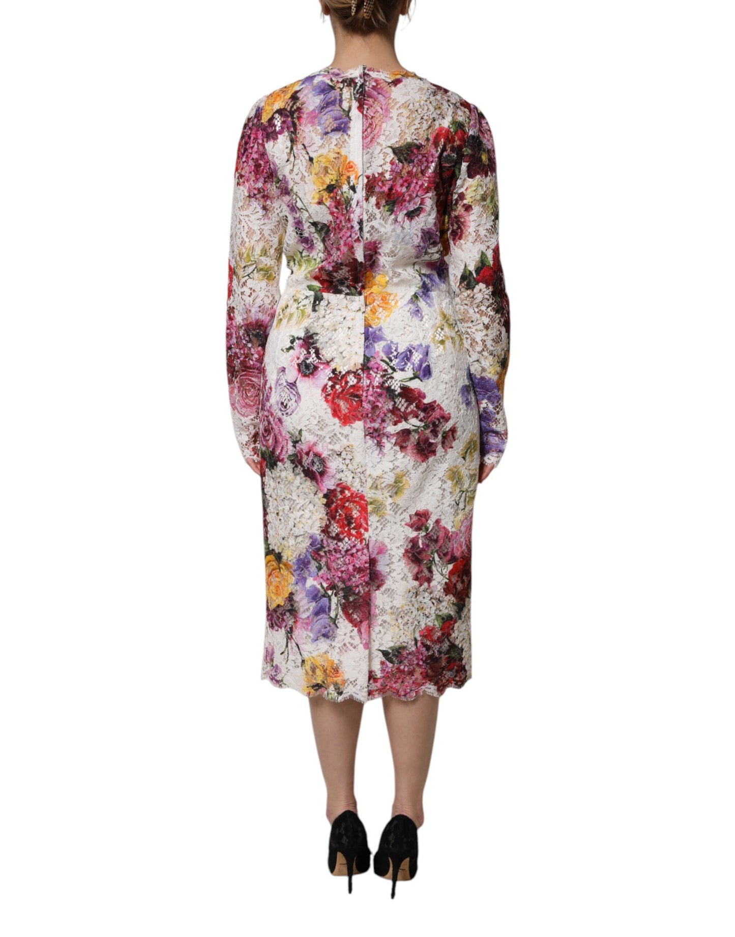 Dolce & Gabbana Multicolor Floral Long Sleeve A-line Dress