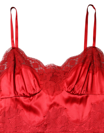 Dolce & Gabbana Red Silk Sleeveless Maxi Long Dress