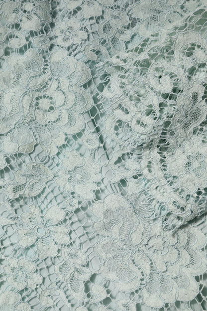 Dolce & Gabbana Mint Green Floral Lace Cotton Blouse Top