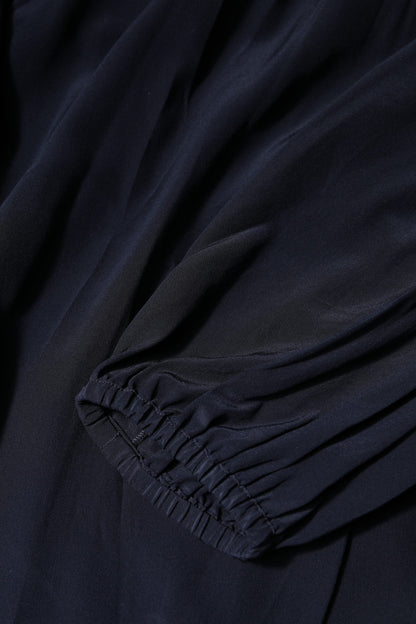 Dolce & Gabbana Blue Silk Mock Neck Long Sleeves Blouse Top