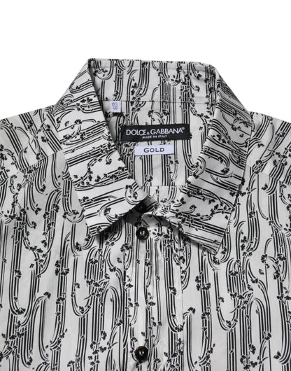 Dolce & Gabbana White Floral Print Casual Long Sleeves Shirt