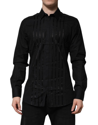 Dolce & Gabbana Black GOLD Long Sleeves Men Formal Dress Shirt