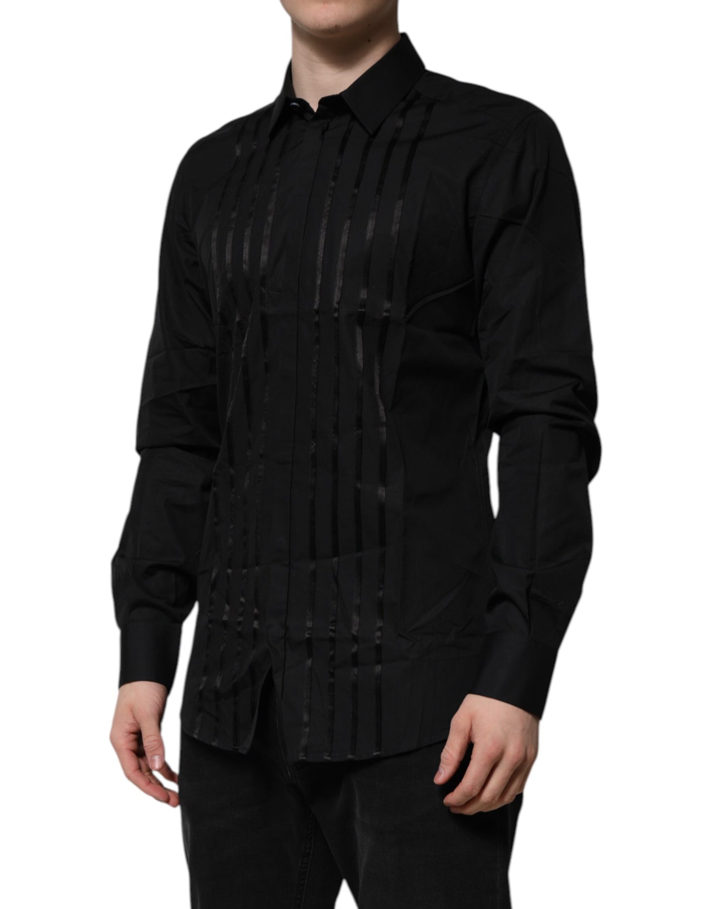 Dolce & Gabbana Black GOLD Long Sleeves Men Formal Dress Shirt