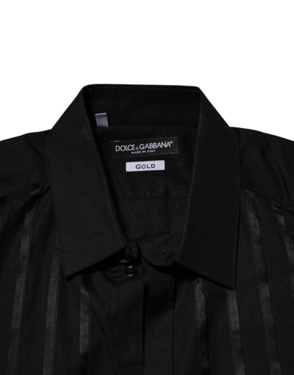 Dolce & Gabbana Black GOLD Long Sleeves Men Formal Dress Shirt
