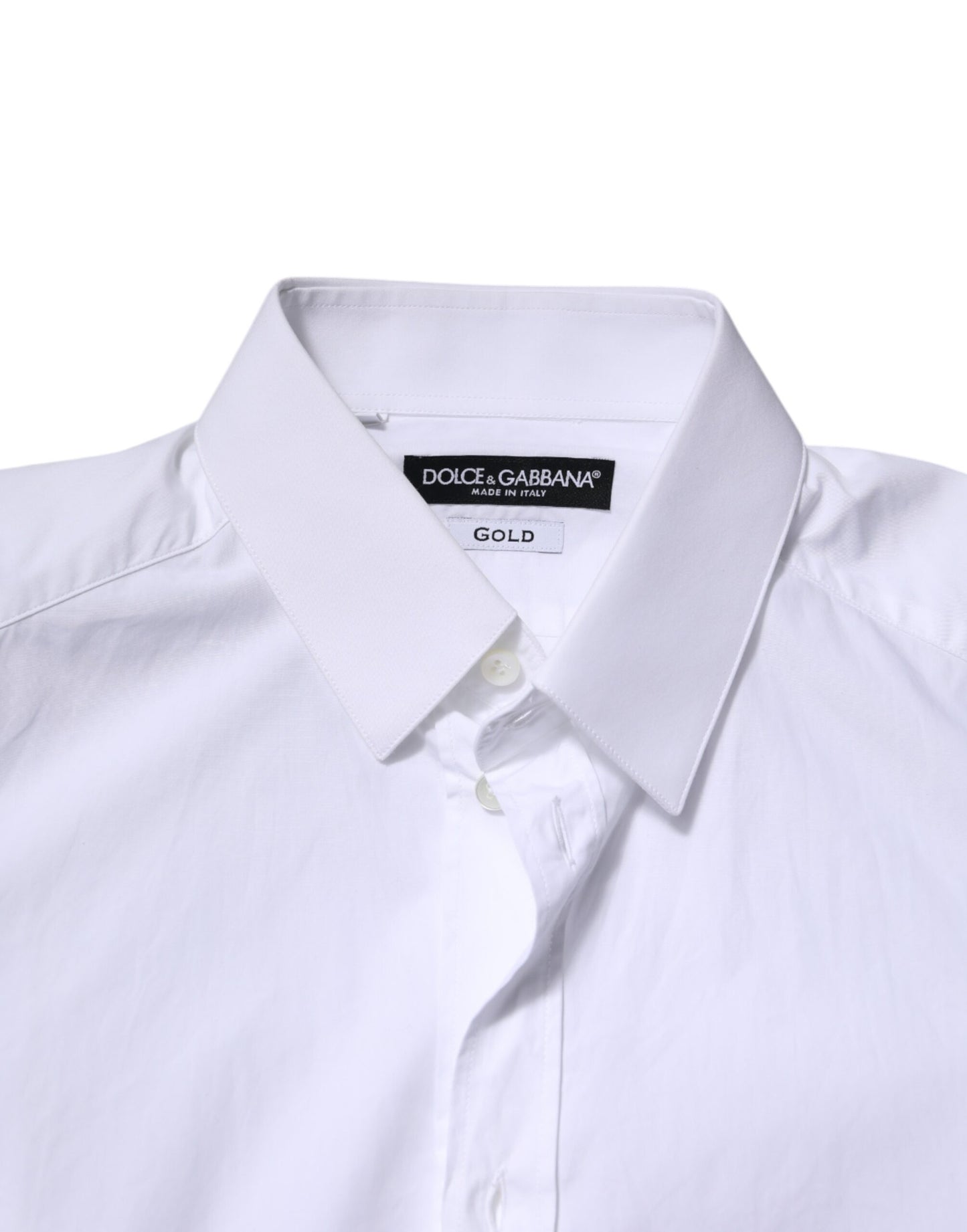 Dolce & Gabbana White Cotton GOLD Long Sleeves Dress Shirt