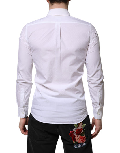 Dolce & Gabbana White Cotton MARTINI Long Sleeve Dress Shirt