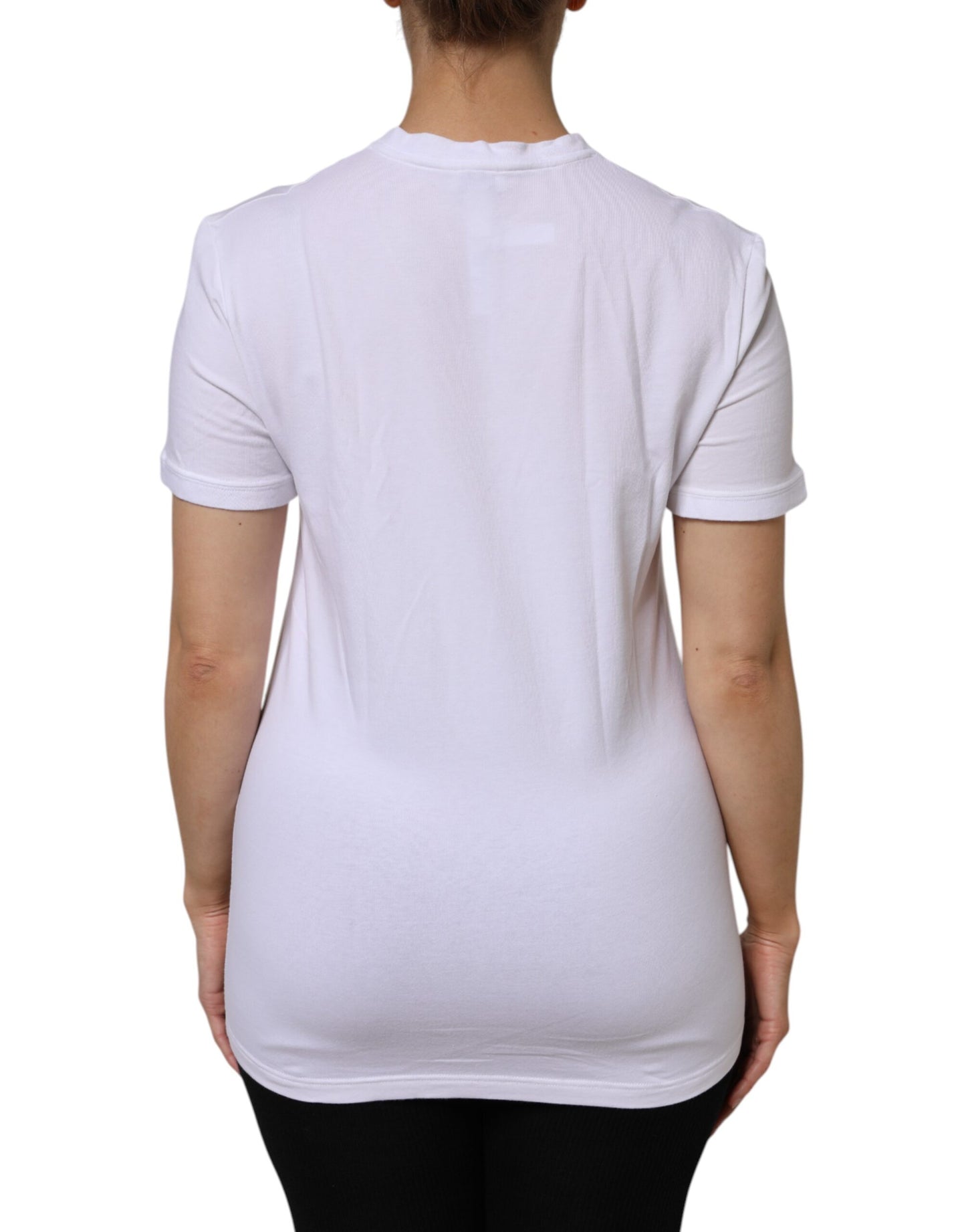 Dolce & Gabbana White Cotton Short Sleeves V-Neck Top T-shirt