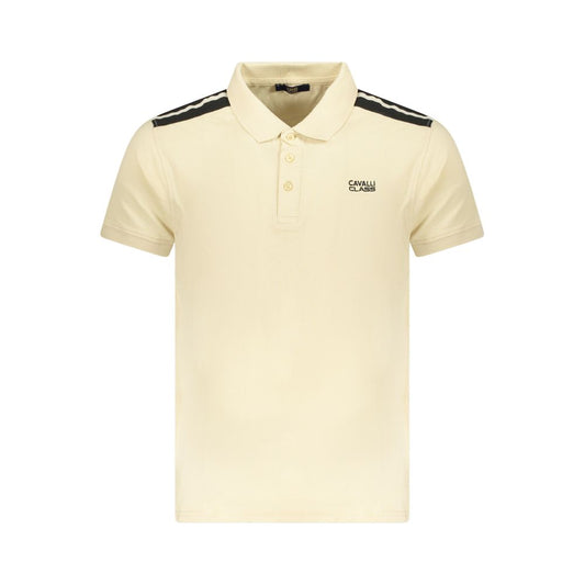 Cavalli Class Beige Cotton Men Polo Shirt