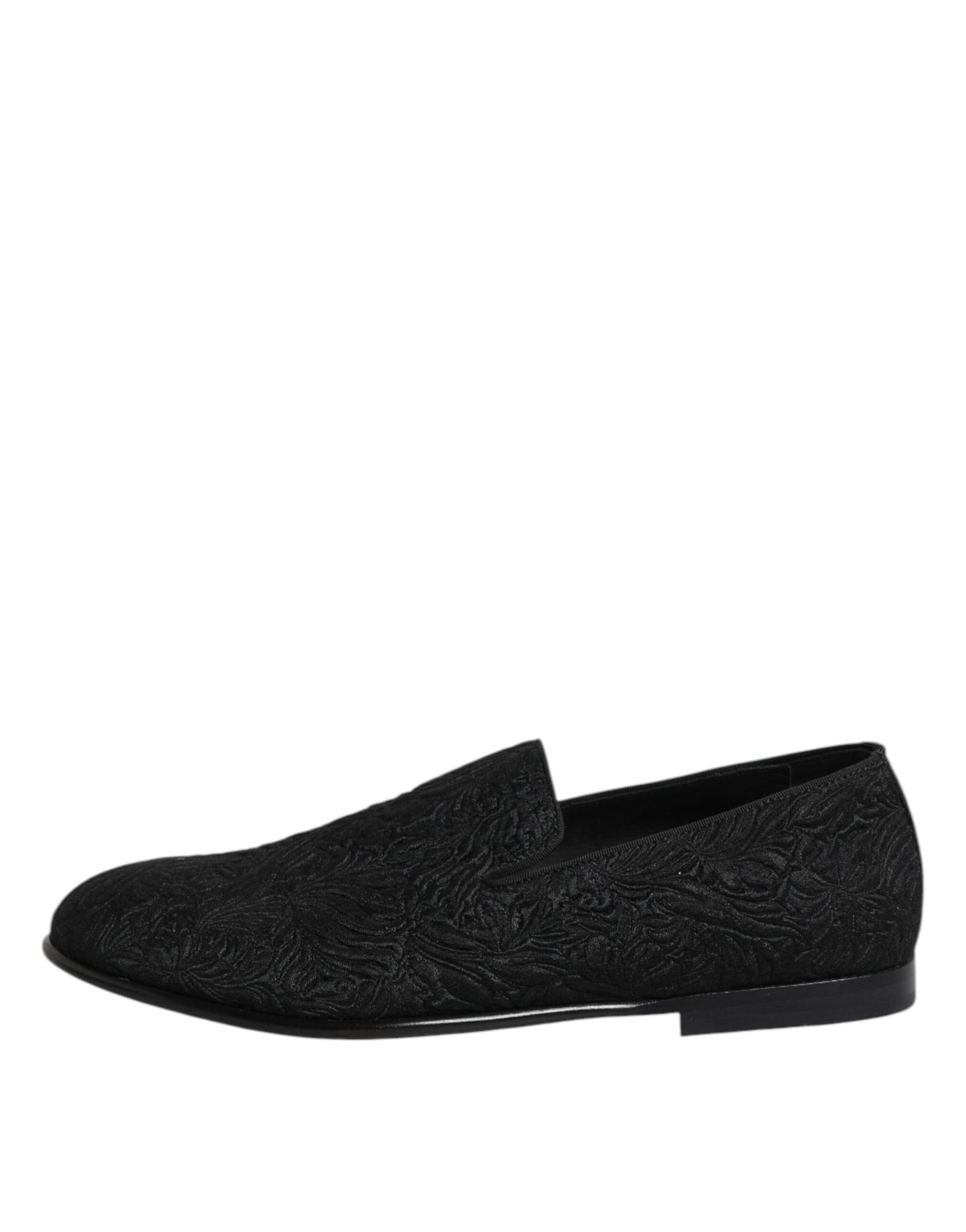 Dolce & Gabbana Black Jacquard Slip On Loafers Formal Shoes