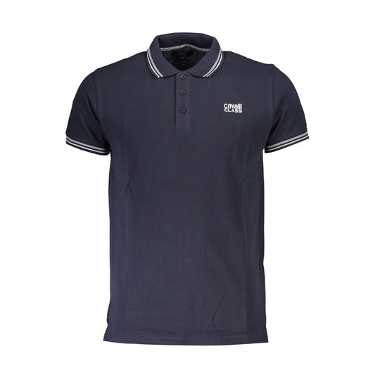 Cavalli Class Blue Cotton Men Polo Shirt