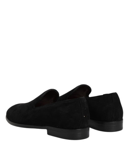 Dolce & Gabbana Black Suede Slip On Loafers Formal Shoes