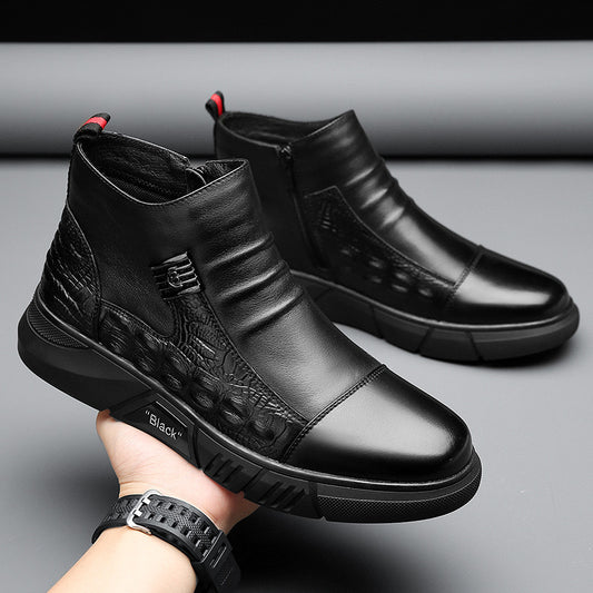 Botas de cuero para hombre, estilo Martin/Chelsea de moda, estilo británico