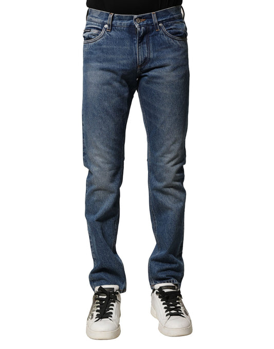 Dolce & Gabbana Blue Cotton Stretch Slim Fit Men Denim Jeans