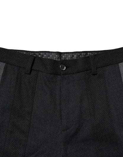 Dolce & Gabbana Black Gray Cotton Tapered Men Pants