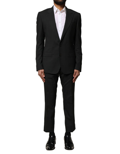 Dolce & Gabbana Black Wool 2 Piece Single Breasted Suit