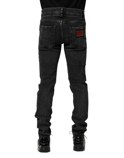 Dolce & Gabbana Black Cotton Skinny Men Denim Jeans
