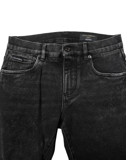 Dolce & Gabbana Black Cotton Skinny Men Denim Jeans