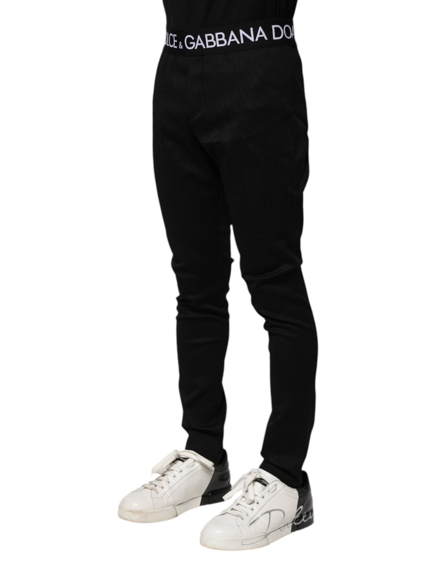 Dolce & Gabbana Black Nylon Skinny Men Jogger Pants