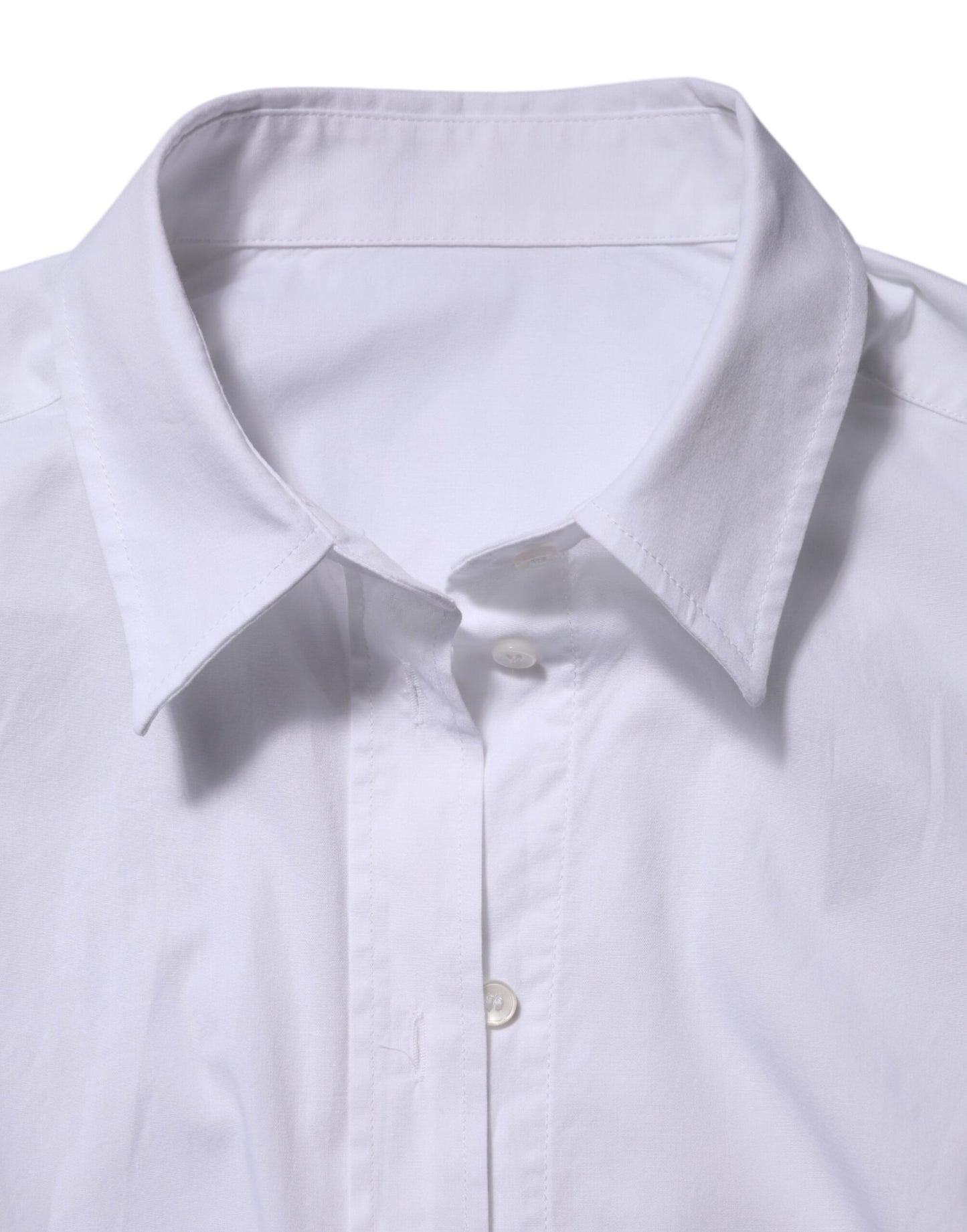 Dolce & Gabbana White Cotton Long Sleeves Collared Top Shirt