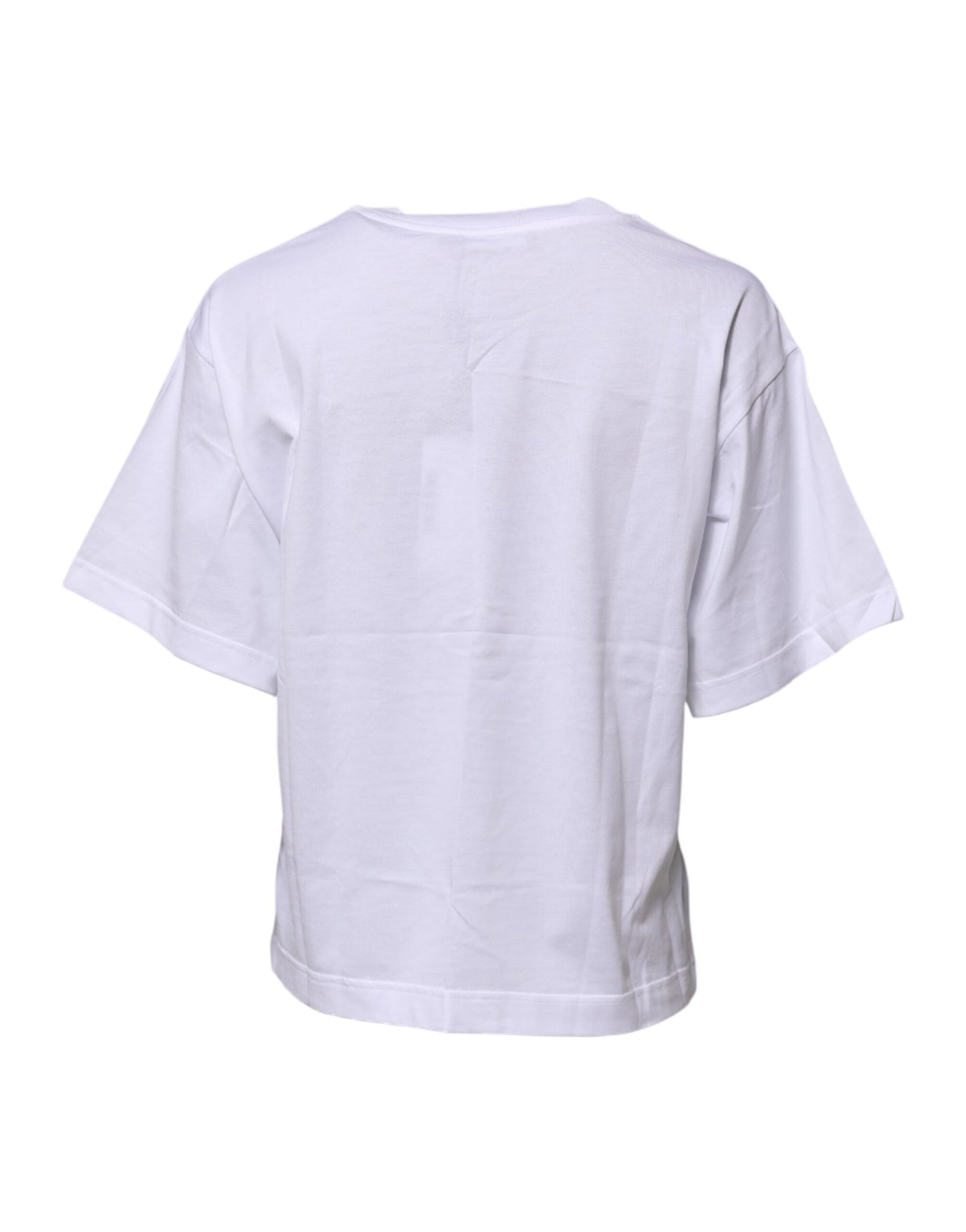 Dolce & Gabbana White Cotton Graphic Print Crew Neck T-shirt