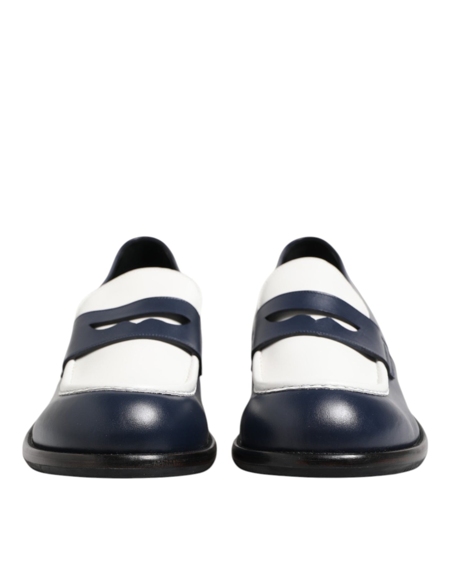 Dolce & Gabbana Black White Leather Slip On Loafers Men Dress Shoes