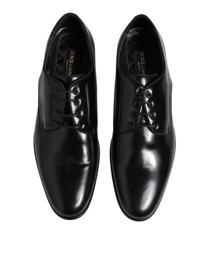 Dolce & Gabbana Black Leather Lace Up Derby Men Dress Shoes