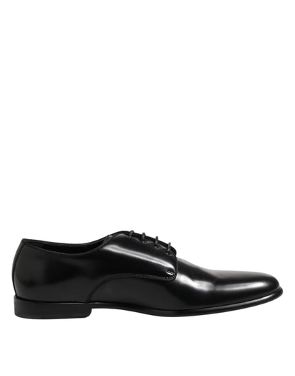Dolce & Gabbana Black Leather Lace Up Derby Men Dress Shoes