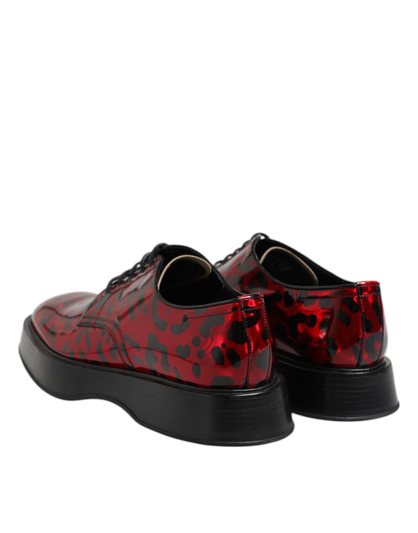 Dolce & Gabbana Red Leopard Derby Formal Men Dress Shoes