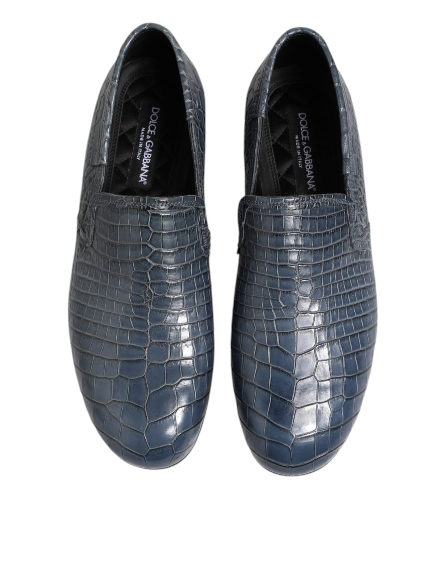 Dolce & Gabbana Blue Exotic Leather Slip On Loafers Men Dress Shoes