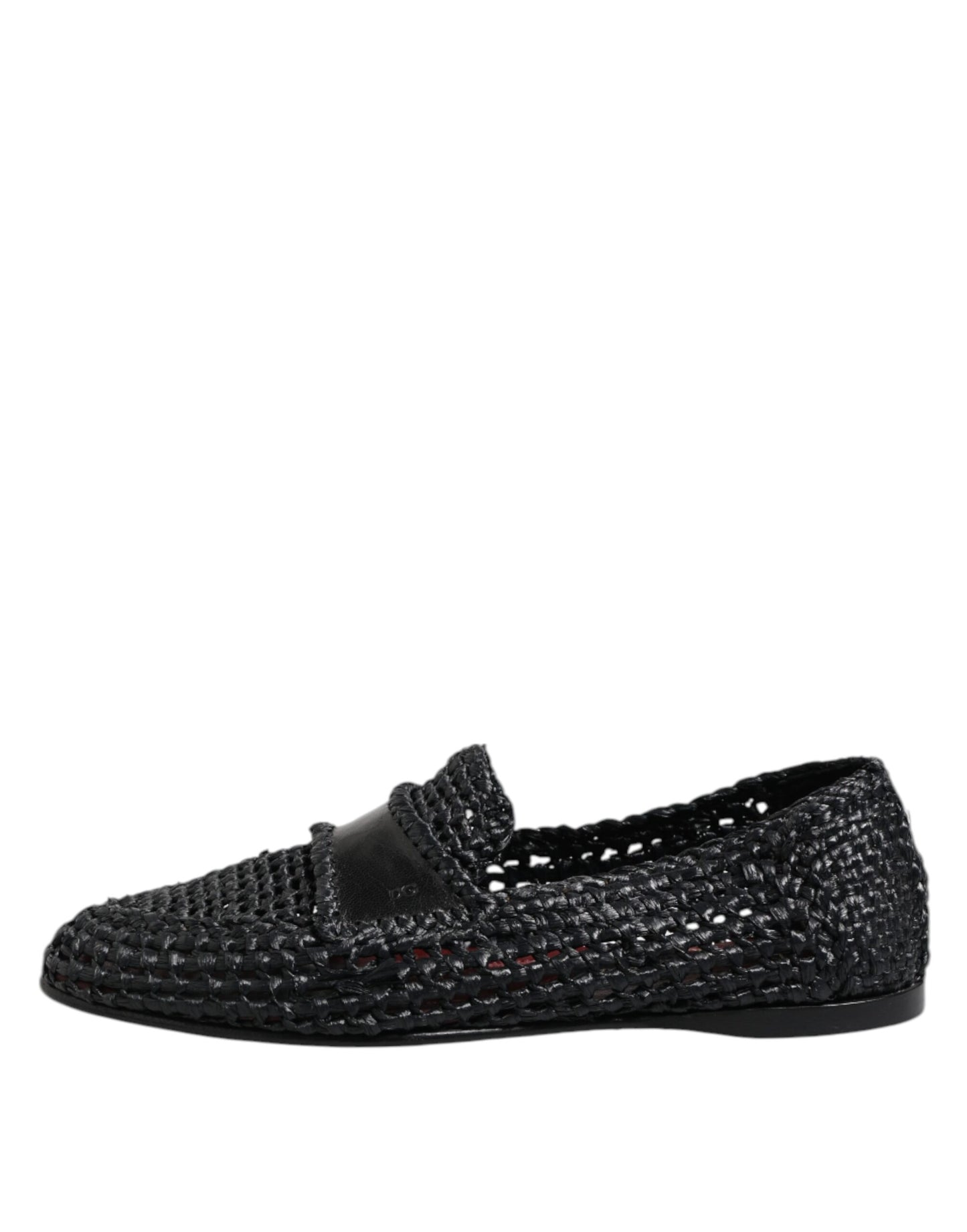 Dolce & Gabbana Black Woven Leather Slip On Loafers Men Shoes