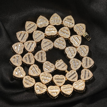 T-shaped Love Necklace Set with Zircon Hip Hop Personalized Fashion, Light Luxury, and Unique Design Necklace