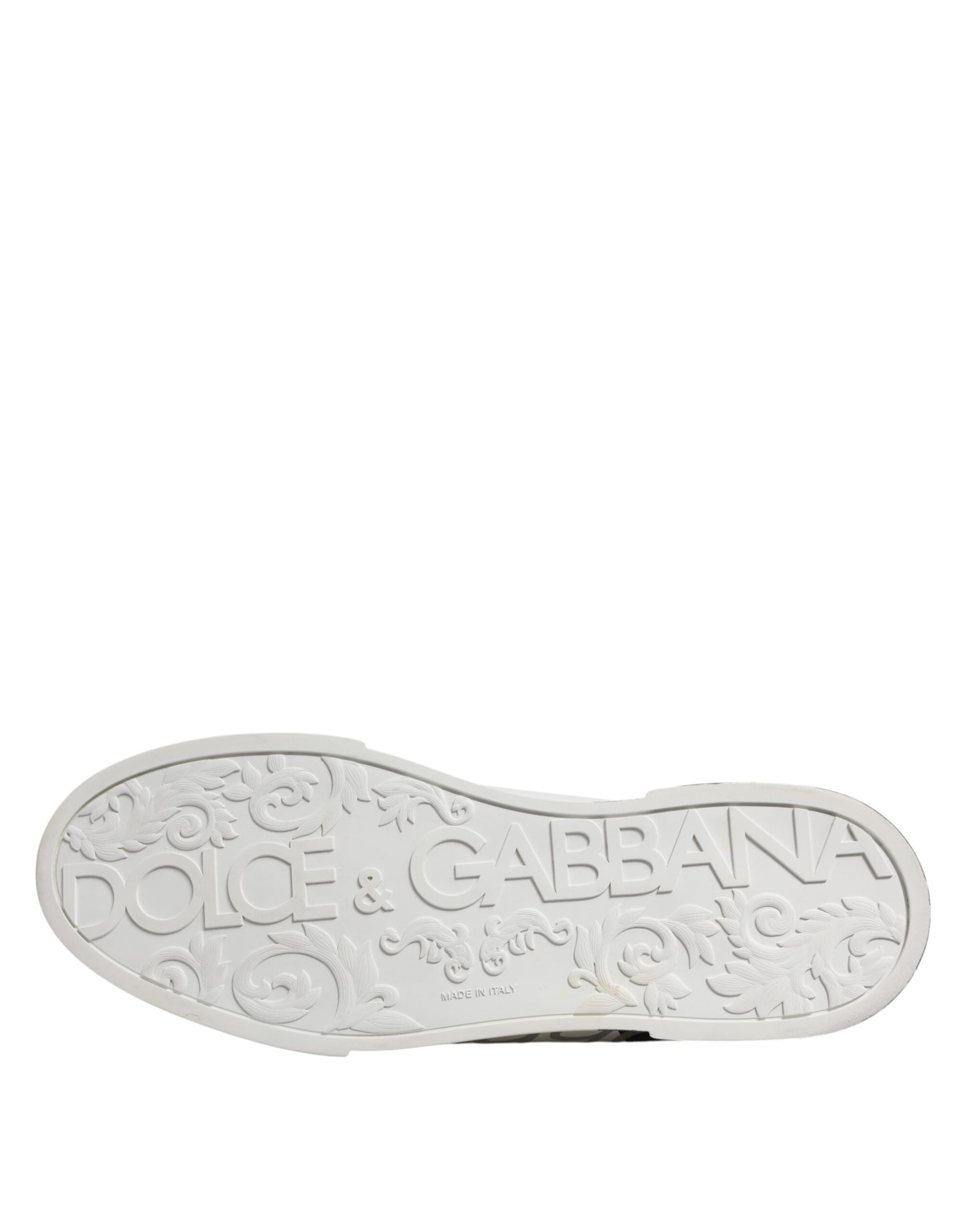 Dolce & Gabbana White Black Logo Low Top Leather Sneakers Shoes