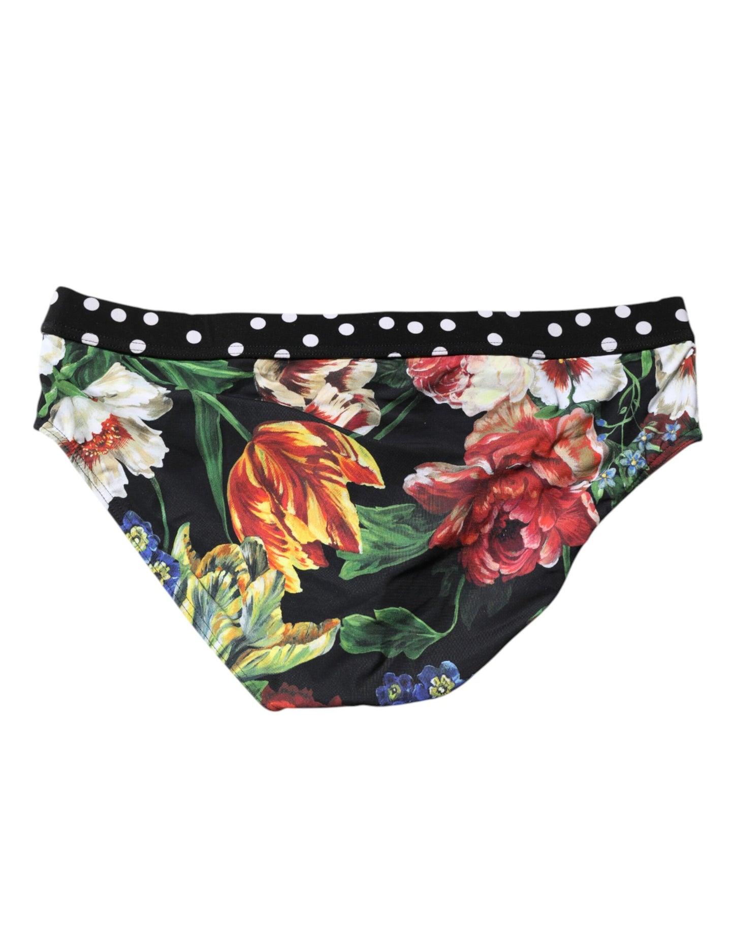 Dolce & Gabbana Black Floral Logo Beachwear Men Brief Swimwear