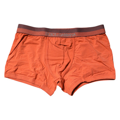 Dolce & Gabbana Orange Cotton Regular Boxer Brief Underwear