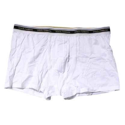 Dolce & Gabbana White Cotton Stretch Regular Boxer Underwear
