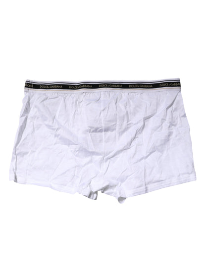 Dolce & Gabbana White Cotton Stretch Regular Boxer Underwear