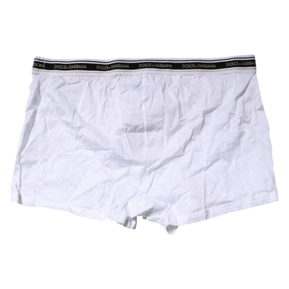 Dolce & Gabbana White Cotton Stretch Regular Boxer Underwear