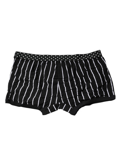 Dolce & Gabbana Black White Striped Regular Boxer Underwear