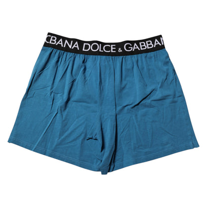 Dolce & Gabbana Blue Logo Waist Regular Boxer Shorts Underwear