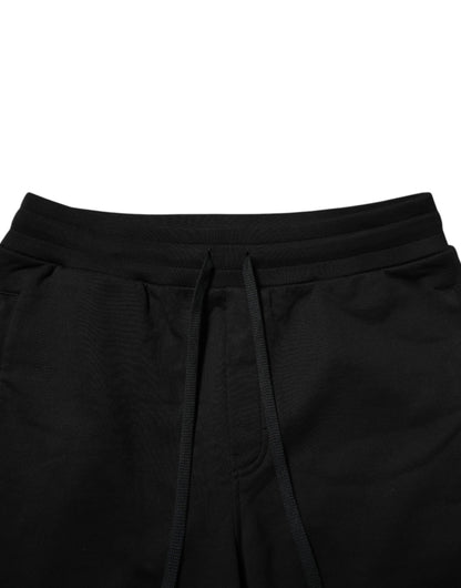 Dolce & Gabbana Black Cotton Logo Tape Men Jogger Pants