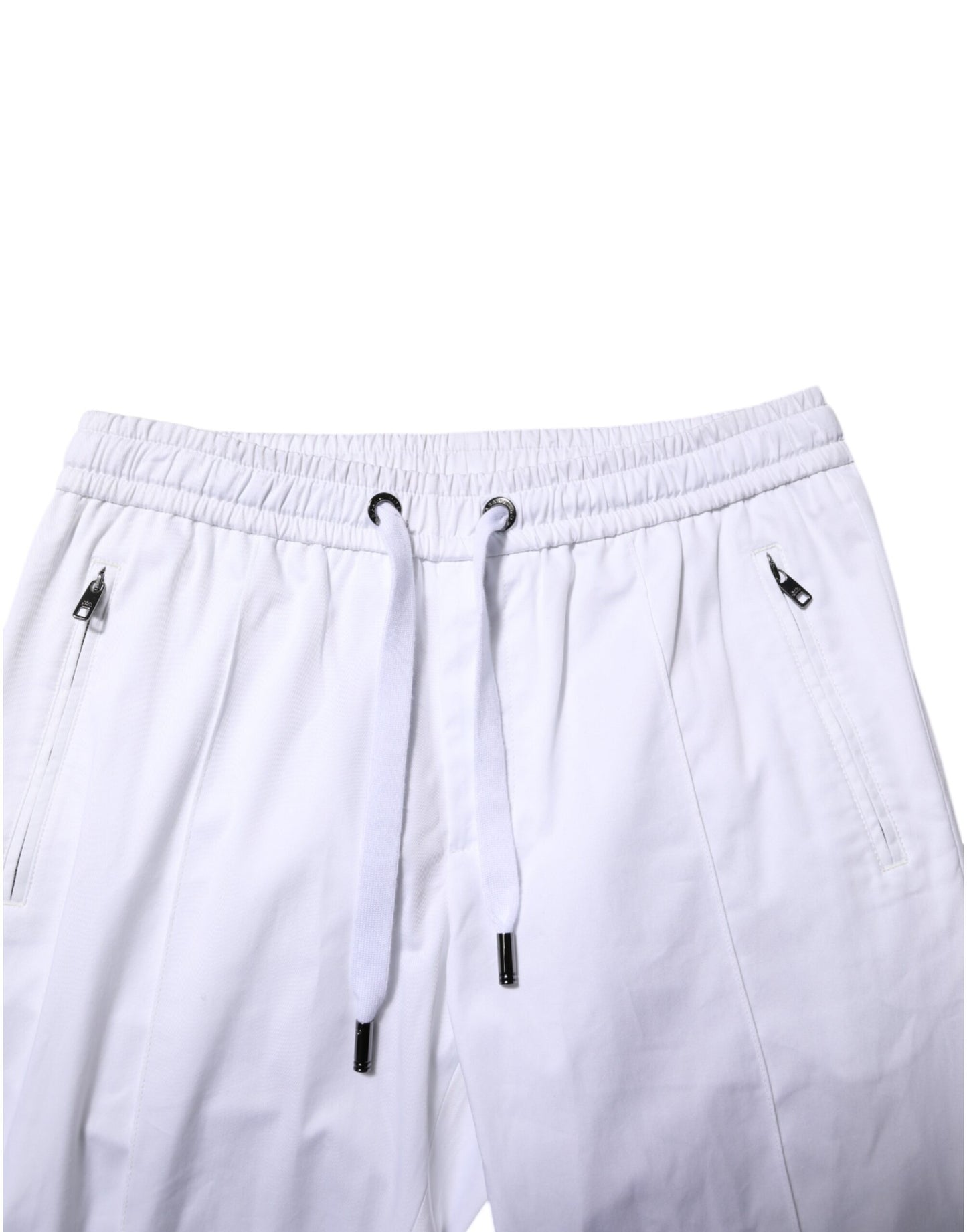 Dolce & Gabbana White Cotton Stretch Logo Men Jogger Pants