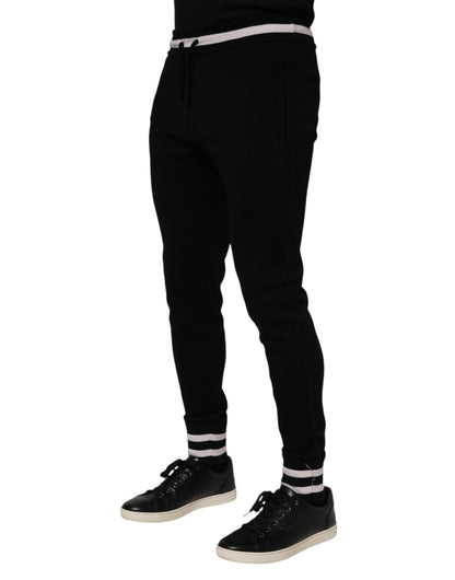 Dolce & Gabbana Black Cotton Men Jogger Sweatpants Pants