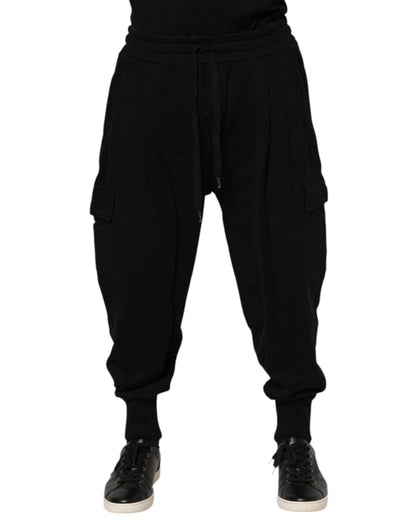 Dolce & Gabbana Black Cotton Logo Jogger Sweatpants Pants